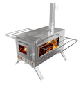 Stainless Steel Wood Burning Stove 1 Burner 20x15x25 cm Camping BBQ with Chimney - SuperSaverAU - view 1