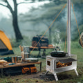 Stainless Steel Wood Burning Stove 1 Burner 20x15x25 cm Camping BBQ with Chimney - SuperSaverAU - view 6