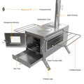 Stainless Steel Wood Burner Stove 20x15x25 cm for Camping w/ Chimney & Bag - SuperSaverAU - view 6