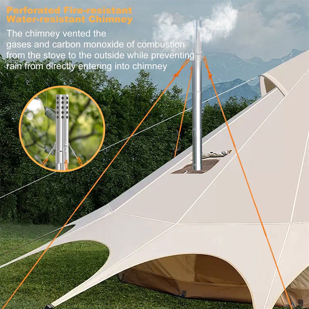 Stainless Steel Wood Burner Stove 20x15x25 cm for Camping w/ Chimney & Bag - SuperSaverAU - view 8