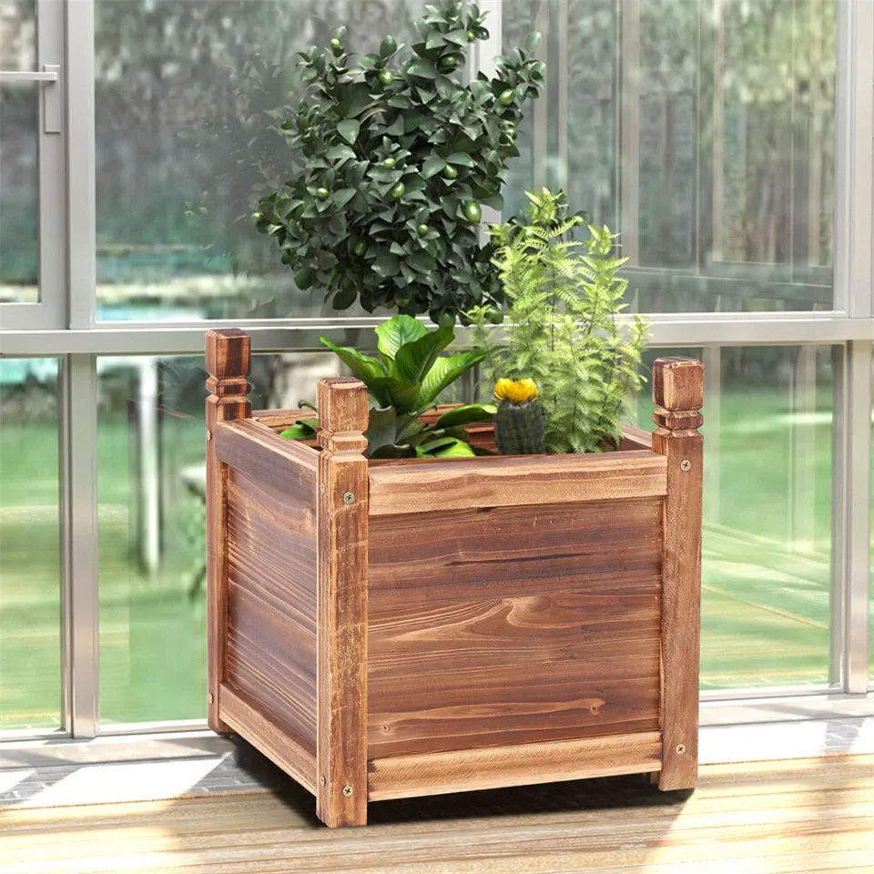 Eco-Friendly Small Raised Garden Bed 30x30x33cm Wooden Planter Box, Ergonomic Design - SuperSaverAU - view 1