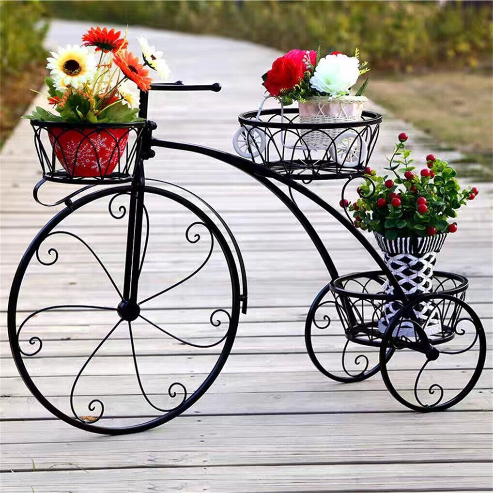 Iron Tricycle Plant Stand Pot Holder, 20x15x25 cm, Sturdy Iron, Elegant Design - SuperSaverAU - view 2