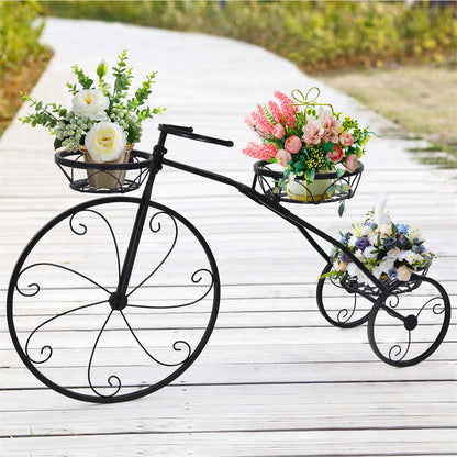 Iron Tricycle Plant Stand Pot Holder Black Solid Pattern
