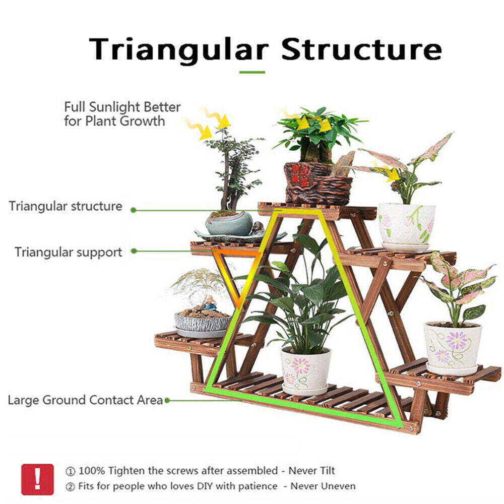 Wooden 6 Tier A-Frame Plant Stand 20x15x25 cm - Sturdy Pine Display Organizer - SuperSaverAU - view 3