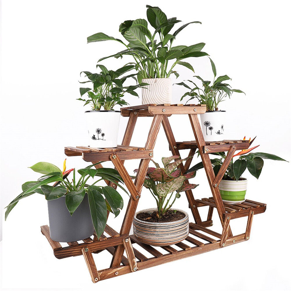 Wooden 6 Tier Plant Stand A-Frame Flower Pot Display Organizer