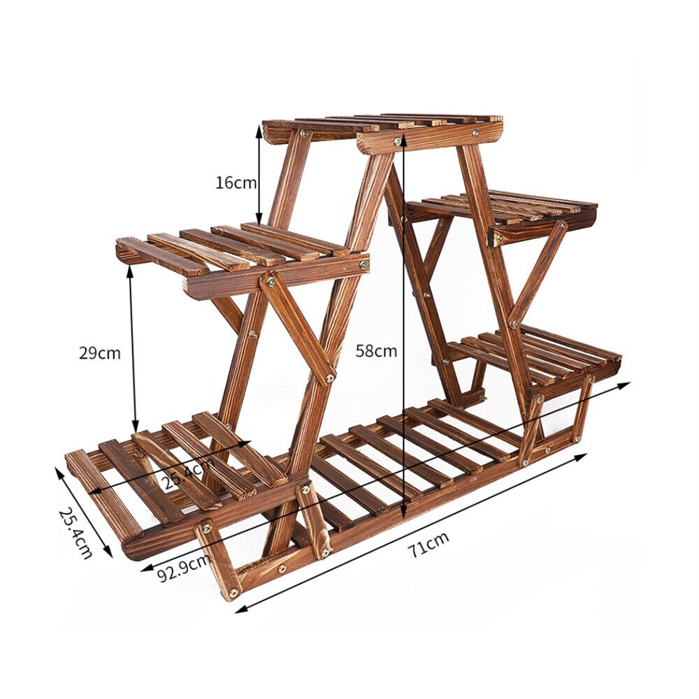 Wooden 6 Tier A-Frame Plant Stand 20x15x25 cm - Sturdy Pine Display Organizer - SuperSaverAU - view 9