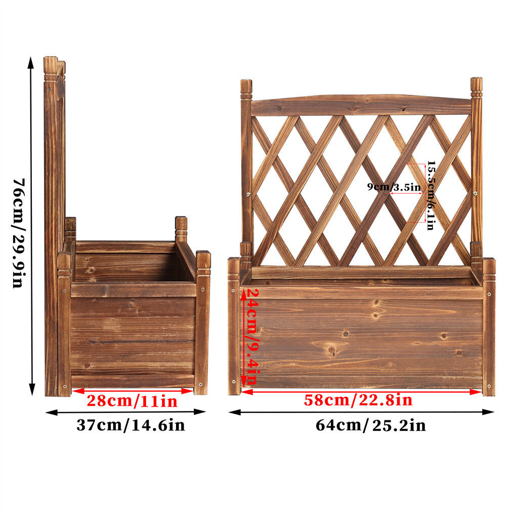 Elevated Small Wooden Planter Box 64x37x76cm with Trellis, Durable Firwood, Drainage - SuperSaverAU - view 2
