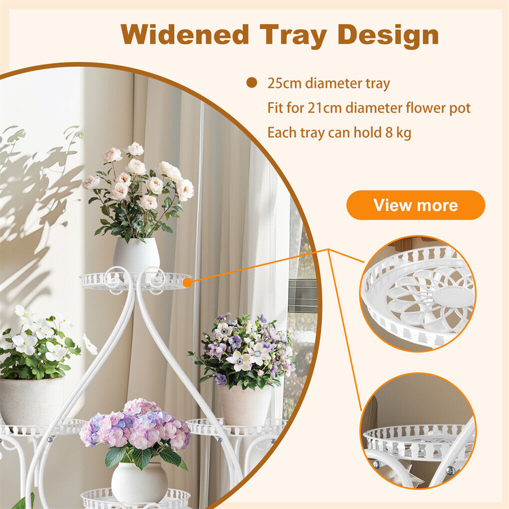 Movable Metal Plant Stand Garden Cart 20x15x25 cm, 6 Tiers, Lockable Wheels - SuperSaverAU - view 6