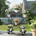 Rolling Metal Plant Stand 20x15x25 cm, 6 Pots, Effortless Mobility, Elegant Design - SuperSaverAU - view 2