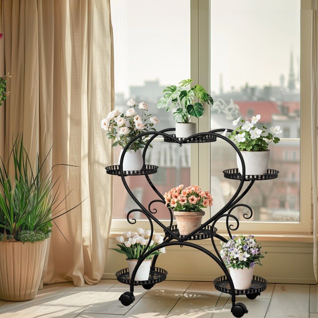 Rolling Metal Plant Stand 20x15x25 cm, 6 Pots, Effortless Mobility, Elegant Design - SuperSaverAU - view 3