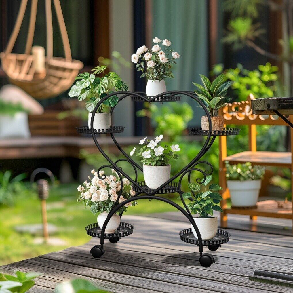 Rolling Metal Plant Stand 20x15x25 cm, 6 Pots, Effortless Mobility, Elegant Design - SuperSaverAU - view 4
