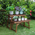 Pine Wood 3pcs Plant Stand Ladder, 20x15x25 cm, Versatile & Space-Saving Design - SuperSaverAU - view 3