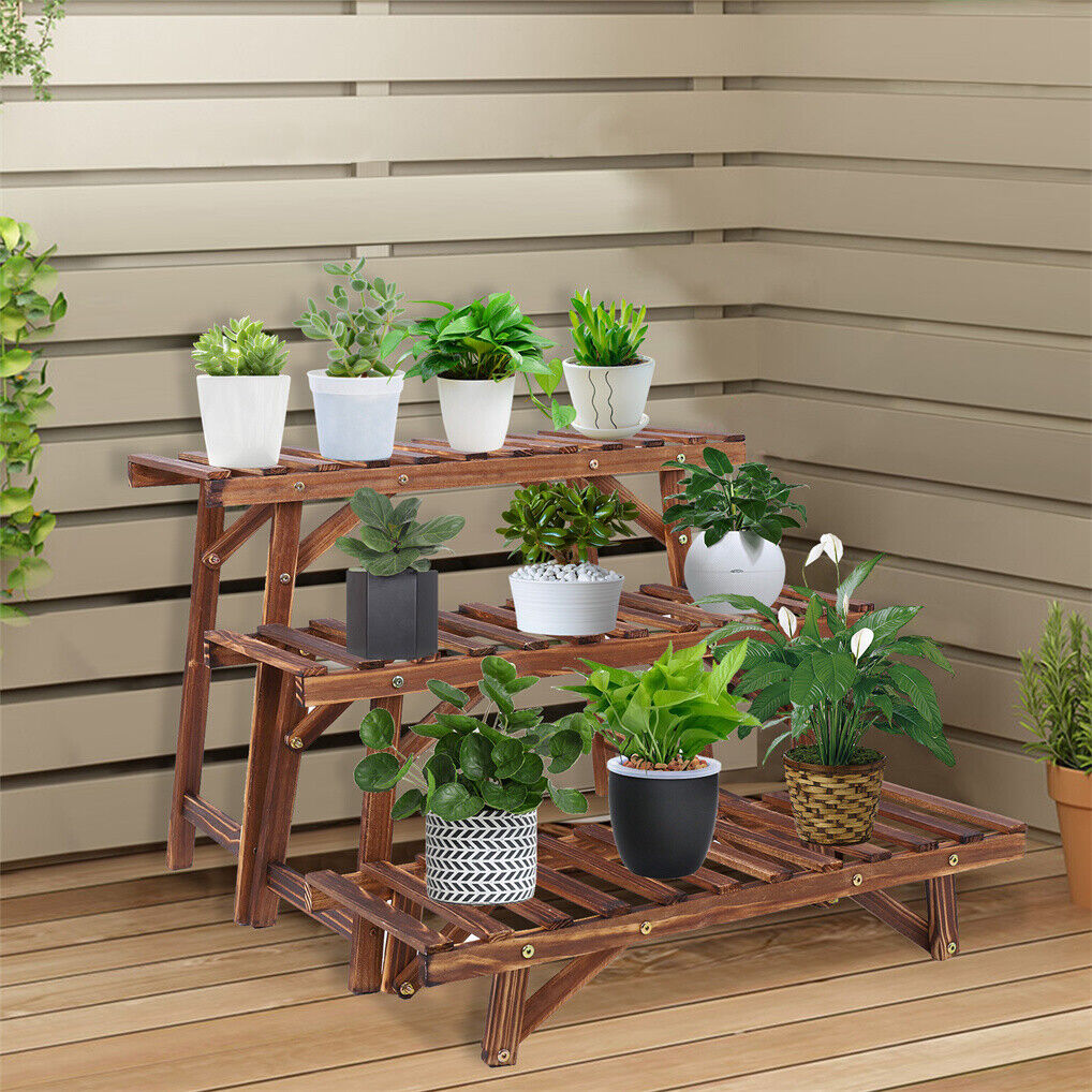 Pine Wood 3pcs Plant Stand Ladder, 20x15x25 cm, Versatile & Space-Saving Design - SuperSaverAU - view 6