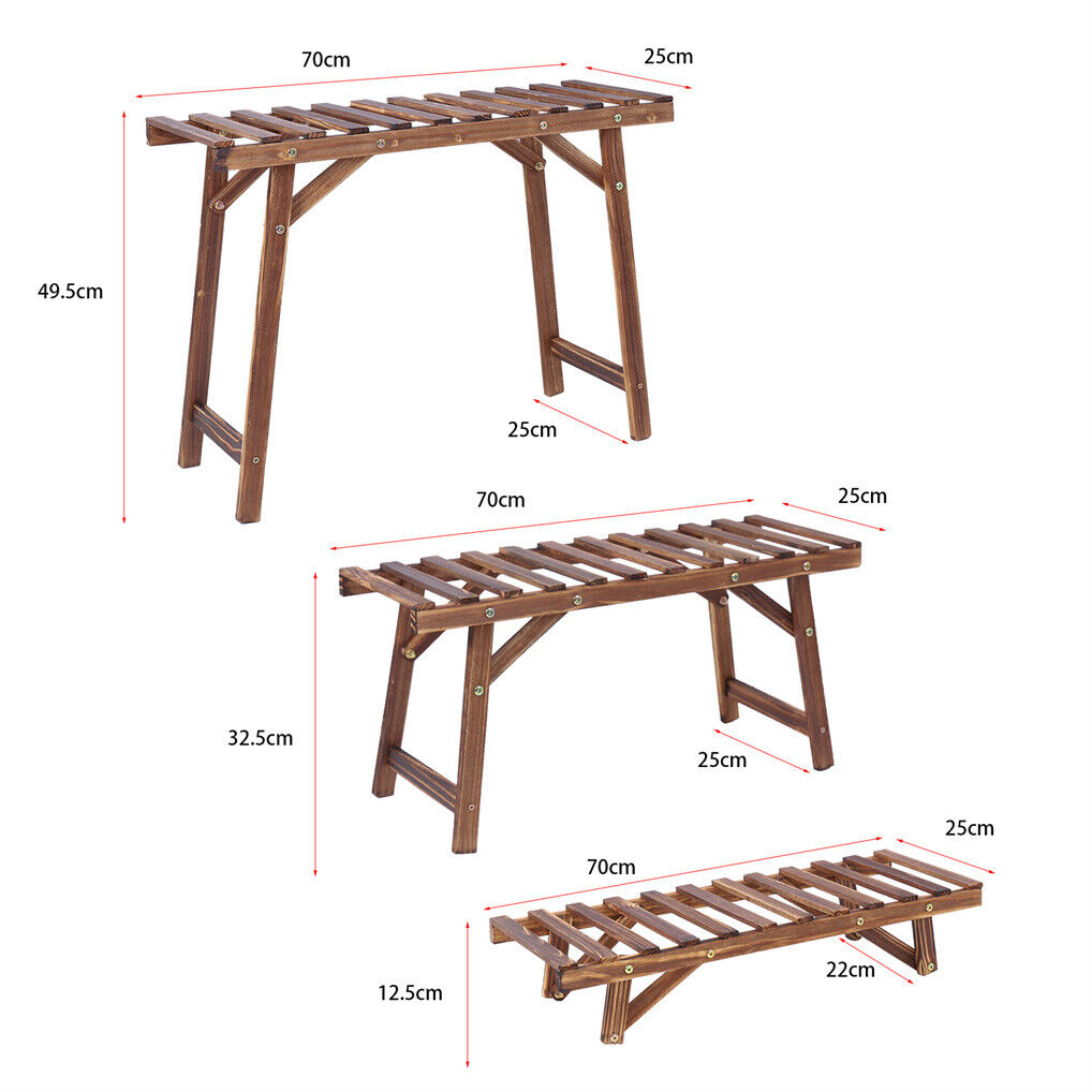 Pine Wood 3pcs Plant Stand Ladder, 20x15x25 cm, Versatile & Space-Saving Design - SuperSaverAU - view 7