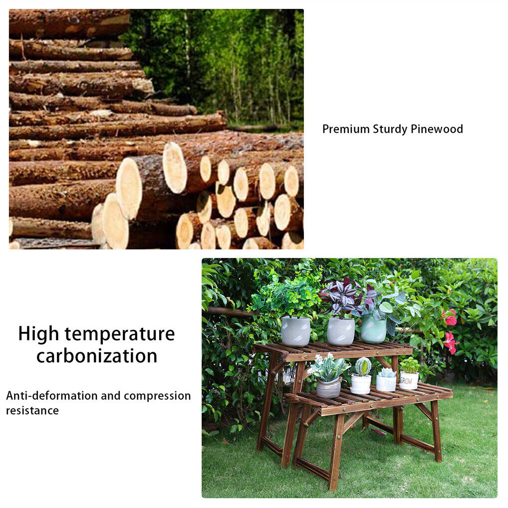 Pine Wood 3pcs Plant Stand Ladder, 20x15x25 cm, Versatile & Space-Saving Design - SuperSaverAU - view 9