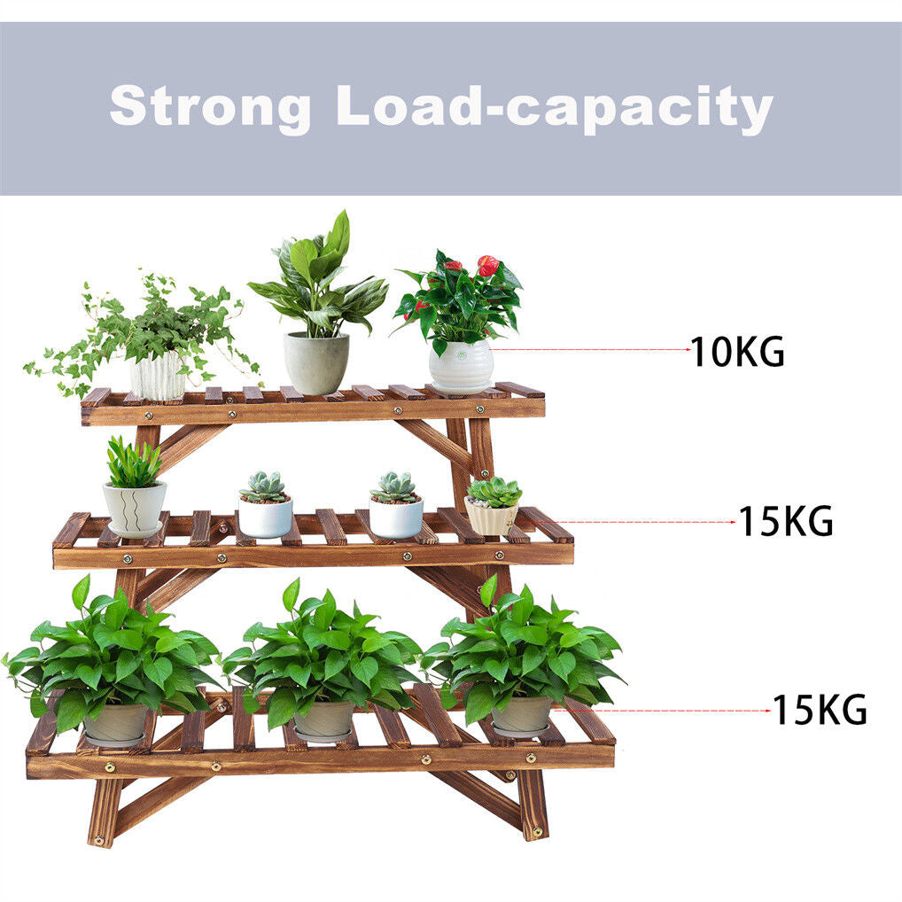 Pine Wood 3pcs Plant Stand Ladder, 20x15x25 cm, Versatile & Space-Saving Design - SuperSaverAU - view 10