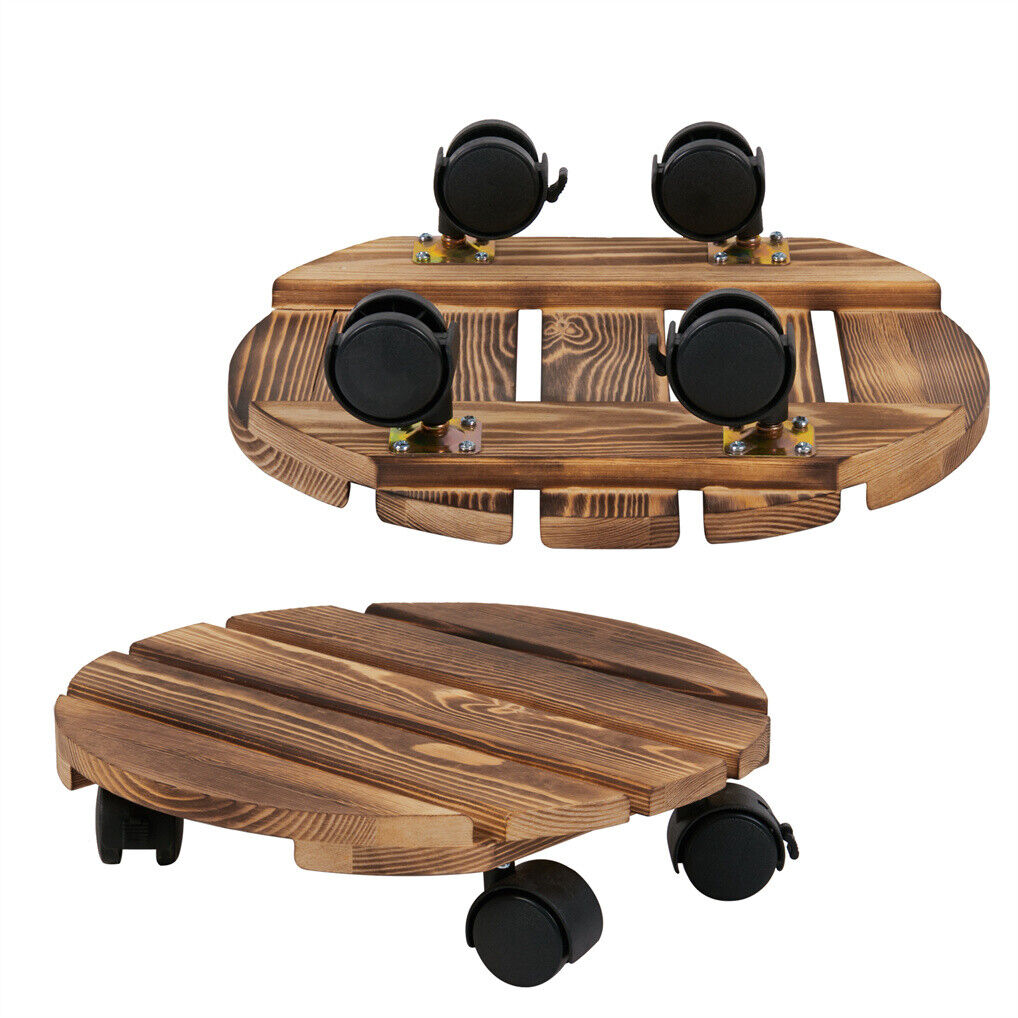 Wooden Plant Caddy Stand 2-Pack with 360° Rotating Casters - SuperSaverAU - view 8