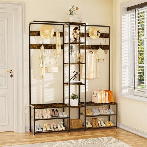 Corner Coat Stand with Shoe Bench Organizer - SuperSaverAU - view 2