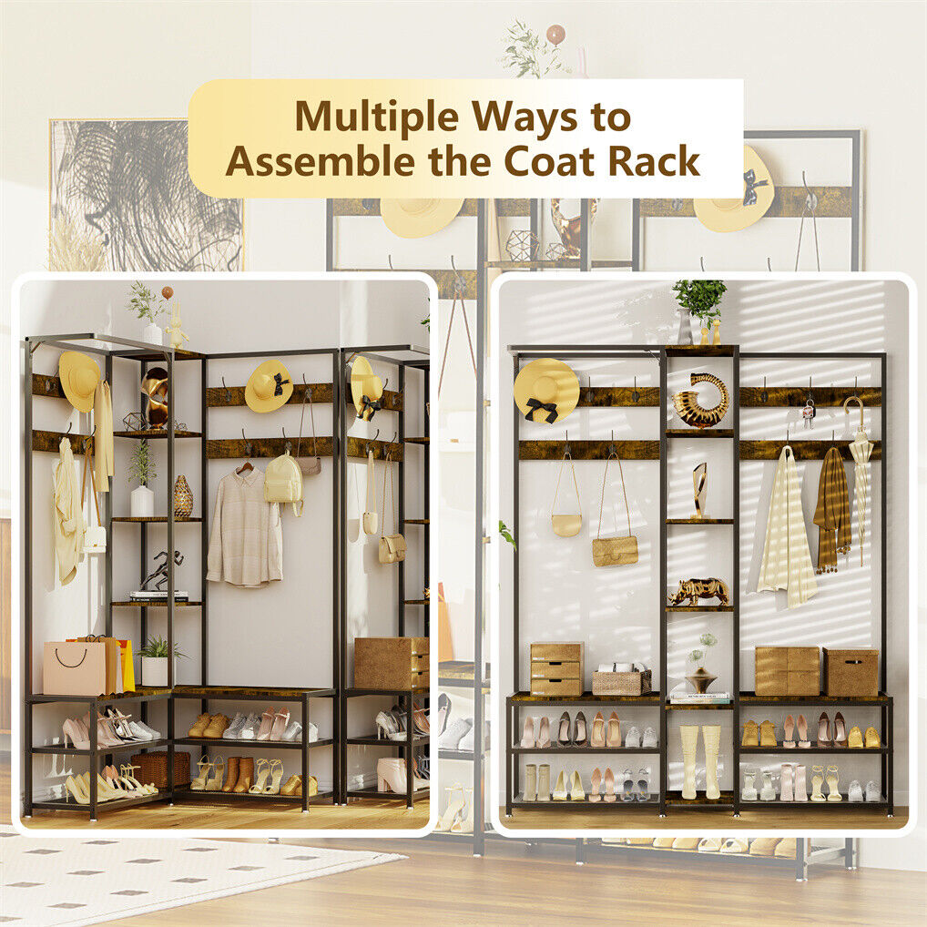Corner Coat Stand with Shoe Bench Organizer - SuperSaverAU - view 4