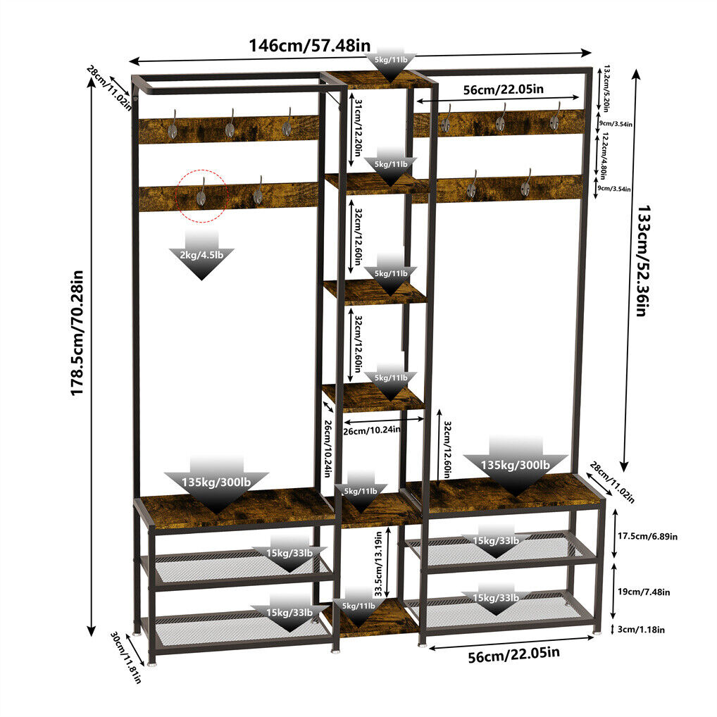 Corner Coat Stand with Shoe Bench Organizer - SuperSaverAU - view 6