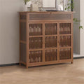 Wooden Shoe Rack XL 4 Tier 3 Doors Drawers Shelves Cabinet Organizer 20x15x25 cm - SuperSaverAU - view 1