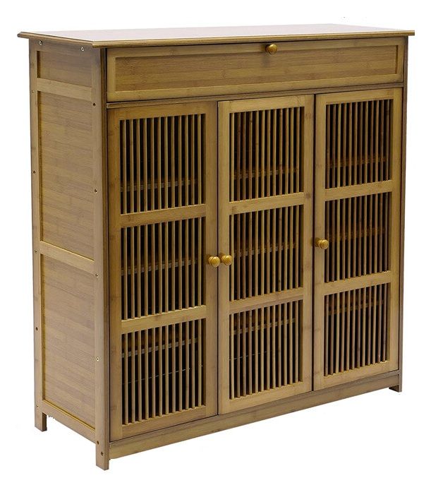 Wooden Shoe Rack XL 4 Tier 3 Doors Drawers Shelves Cabinet Organizer 20x15x25 cm - SuperSaverAU - view 9