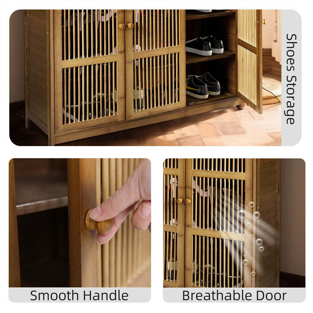 Wooden Shoe Rack XL 4 Tier 3 Doors Drawers Shelves Cabinet Organizer 20x15x25 cm - SuperSaverAU - view 10
