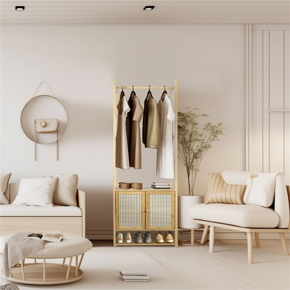 Bamboo Clothes Rack Coat Stand 168cm High Polish, Eco-Friendly, Space-Saving - SuperSaverAU - view 7
