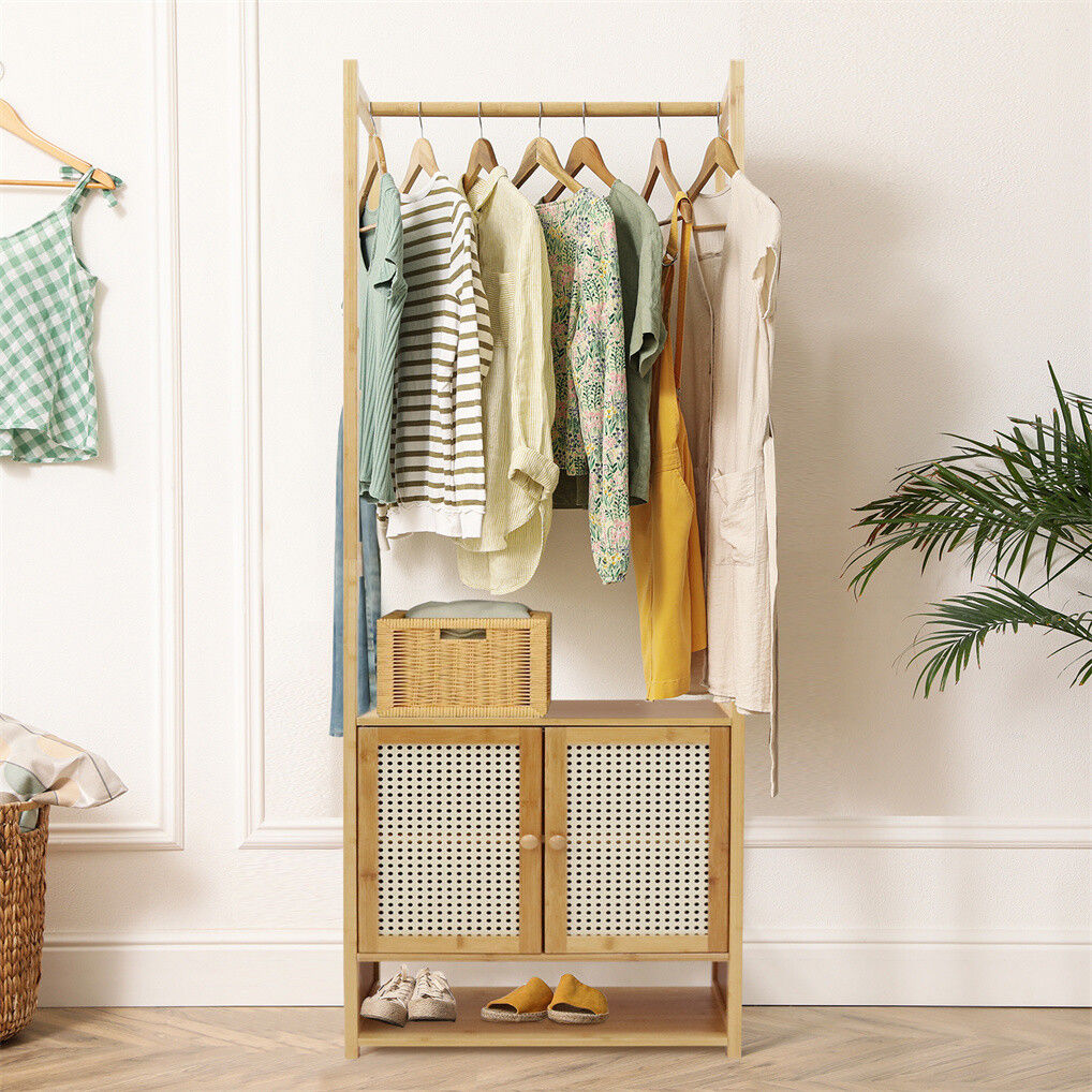 Bamboo Clothes Rack Coat Stand 168cm High Polish, Eco-Friendly, Space-Saving - SuperSaverAU - view 9