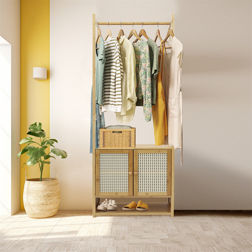 Bamboo Clothes Rack Coat Stand 168cm High Polish, Eco-Friendly, Space-Saving - SuperSaverAU - view 10