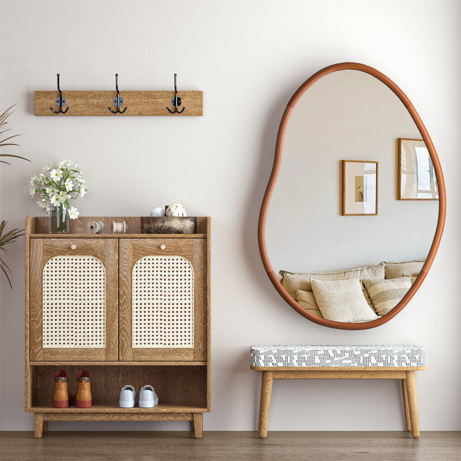 Small Art Deco Asymmetrical Wall Mirror 56x82cm - Italian-Inspired Beech Wood - SuperSaverAU - view 1