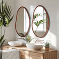 Small Art Deco Asymmetrical Wall Mirror 56x82cm - Italian-Inspired Beech Wood - SuperSaverAU - view 4