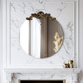 Baroque Antique Round Mirror 70x74.5 cm - Frameless, 3D Embossed Design - SuperSaverAU - view 2