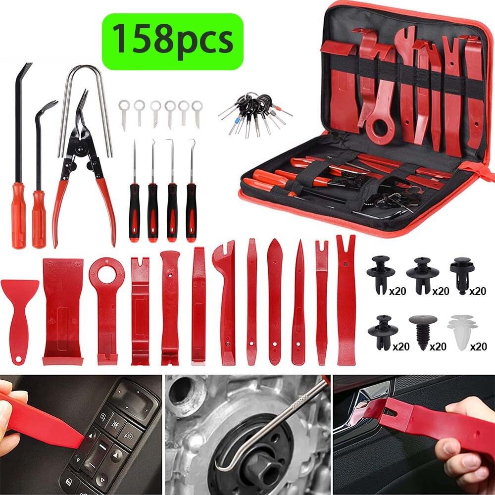 Premium 158 Piece Car Trim Removal Tool Set with Pry Bar Kit