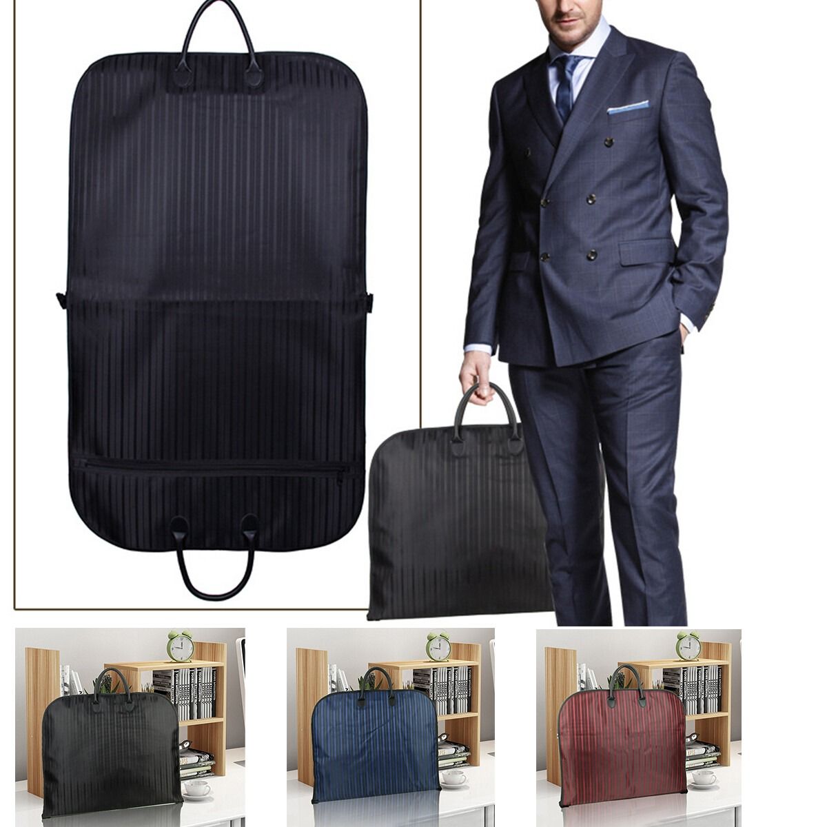Blue Men Suit Garment Bag 20x15x25 cm Waterproof Dustproof Travel Organizer - SuperSaverAU - view 3