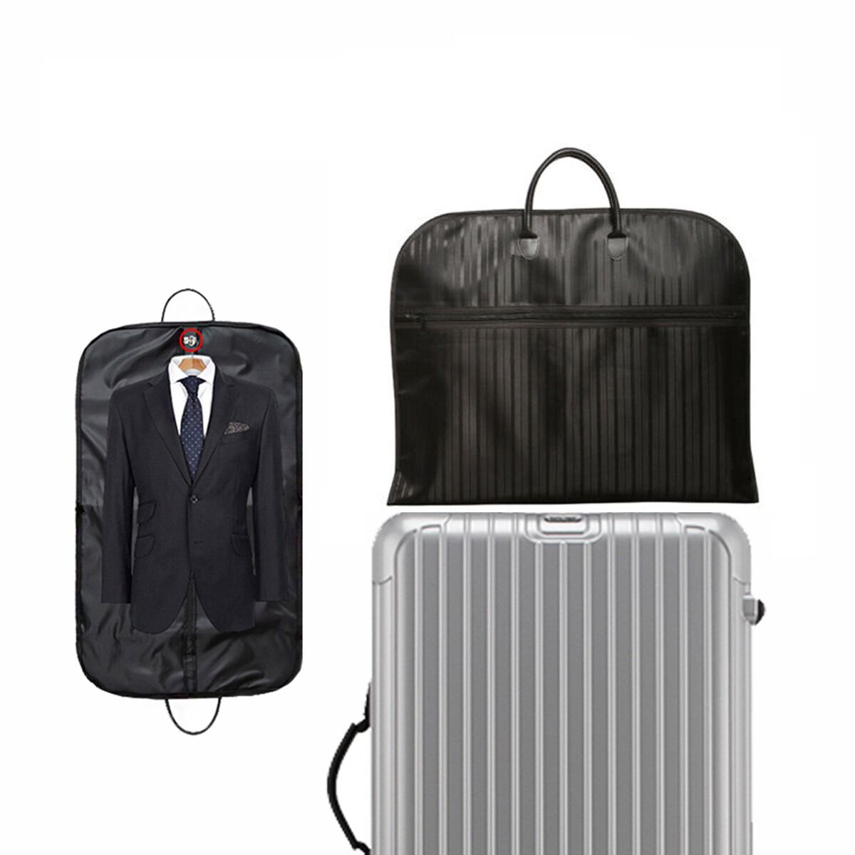 Blue Men Suit Garment Bag Zippered Dustproof Travel Organizer
