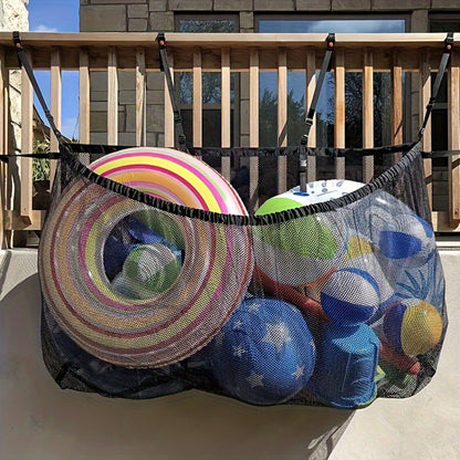 145x145CM Heavy Duty Pool Toy Storage Net Bag - Durable, Adjustable Organizer