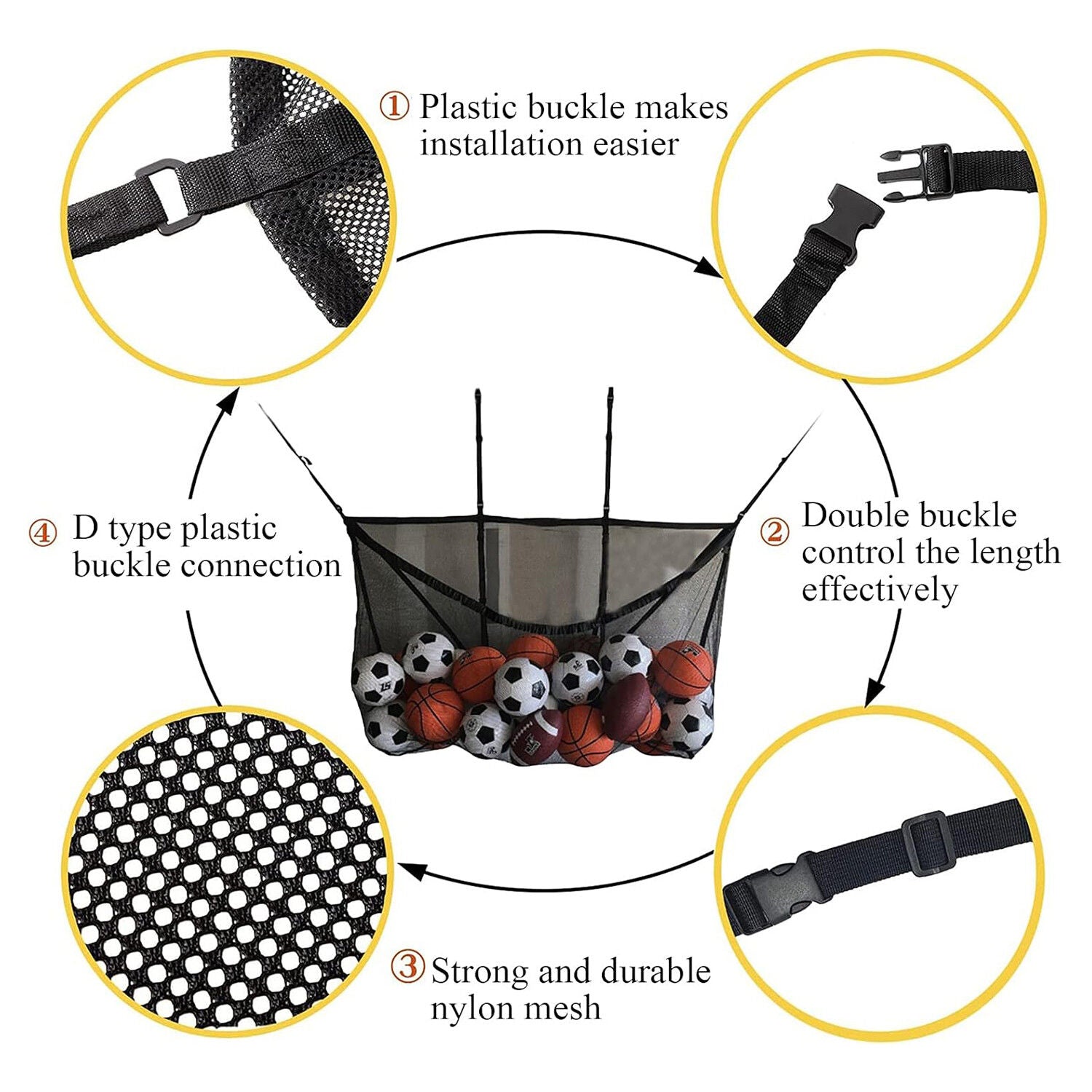 Premium Heavy Duty Pool Toy Storage Net Bag - 145 x 145cm