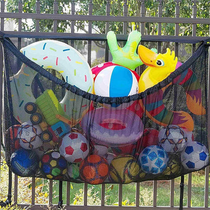 145x145CM Heavy Duty Pool Toy Storage Net Bag - Durable, Adjustable Organizer