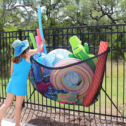145x145CM Heavy Duty Pool Toy Storage Net Bag - Durable, Adjustable Organizer