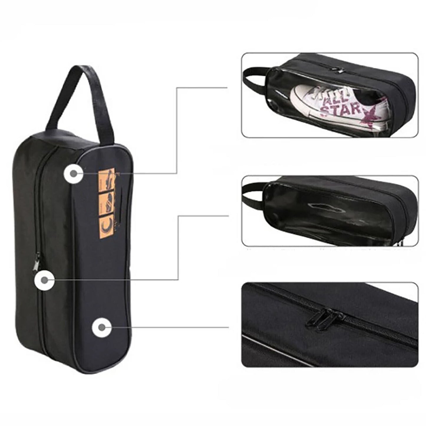Portable Waterproof Shoe Bag with View Window 13cm High