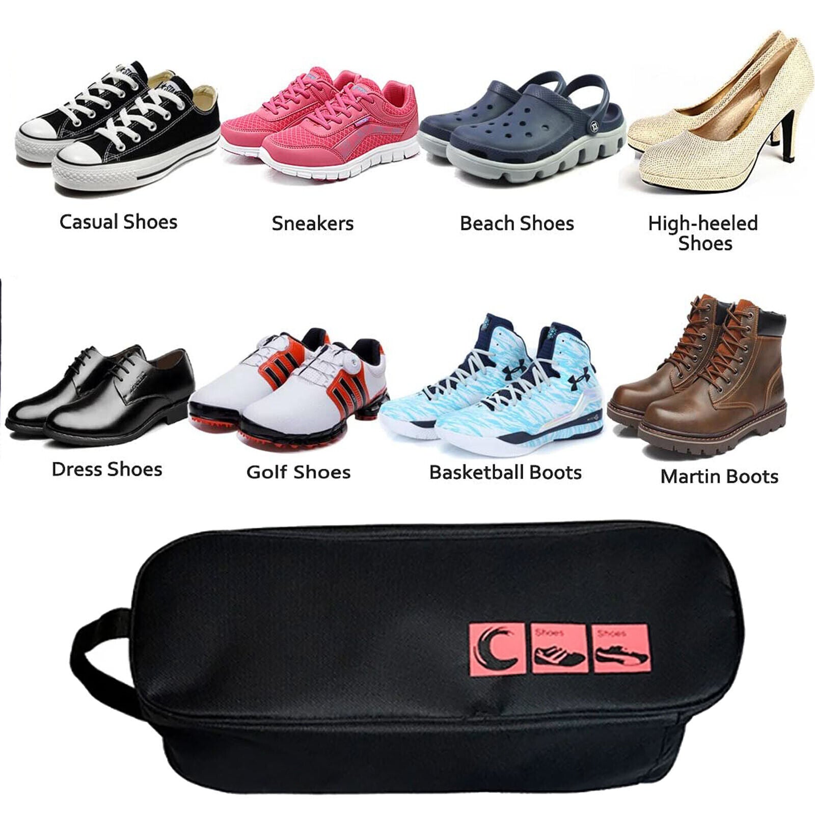 Portable Waterproof Shoe Bag with View Window 20x15x25cm, Durable & Stylish - SuperSaverAU - view 6