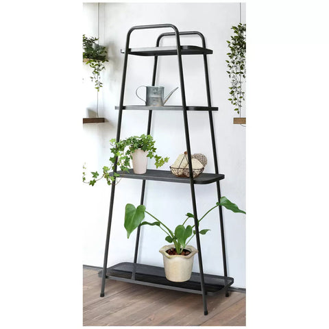 Takasho 4 Tier Plant Stand 150x84x26 cm, Durable Black Steel, Versatile Decor - SuperSaverAU - view 1