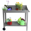 Potting Bench Table Slate Grey 100 x 55 x 101cm with Ergonomic Height & Wheels - SuperSaverAU - view 2