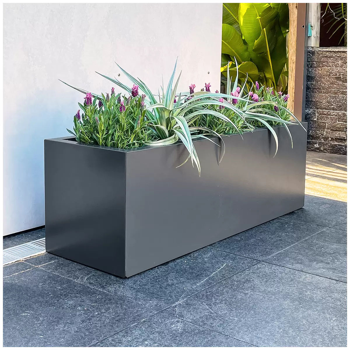 Metal Designer Planter Box 900 x 300 x 300mm Charcoal - Durable, Versatile, Indoor/Outdoor - SuperSaverAU - view 3