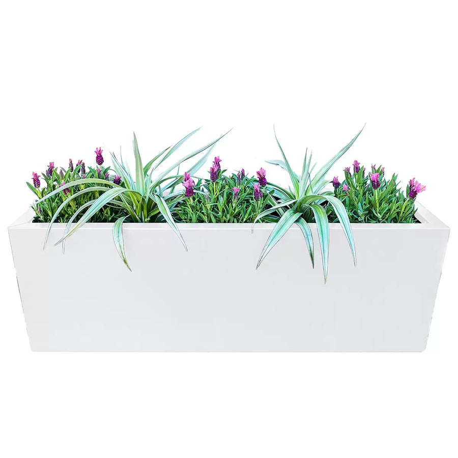 Premium Vibrant White Metal Designer Planter Box 900x300x300mm