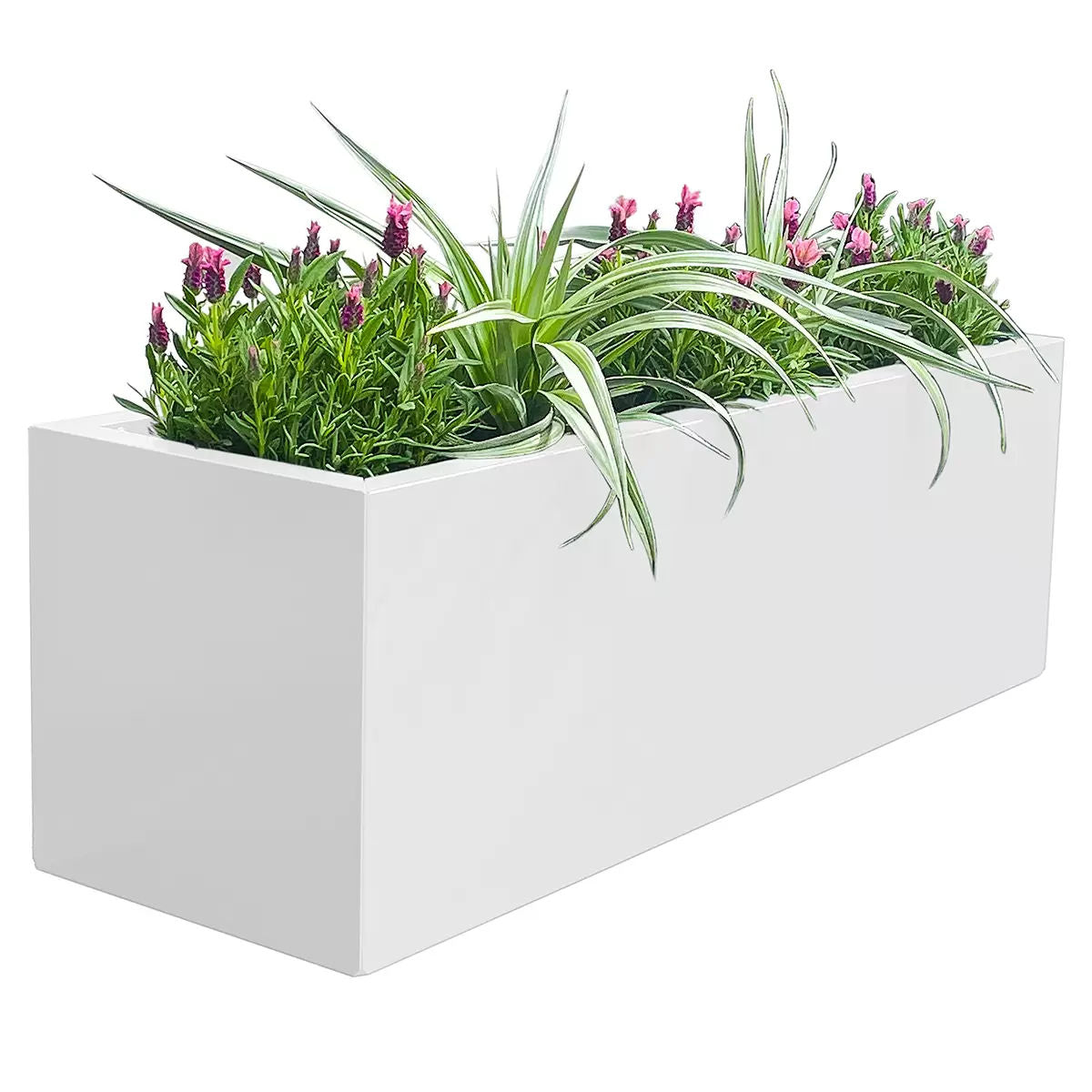 Premium Vibrant White Metal Designer Planter Box 900x300x300mm