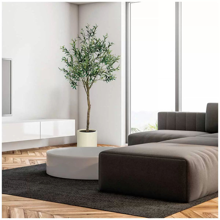 Artificial Olive Tree 2M - Lifelike, No Maintenance, Stylish Planter Included - SuperSaverAU - view 1
