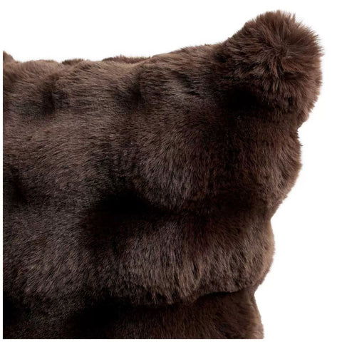 Luxe Faux Fur Cushion 55 x 55cm Dark Brown - Ultra-Soft, Easy Care, Elegant Design - SuperSaverAU - view 1