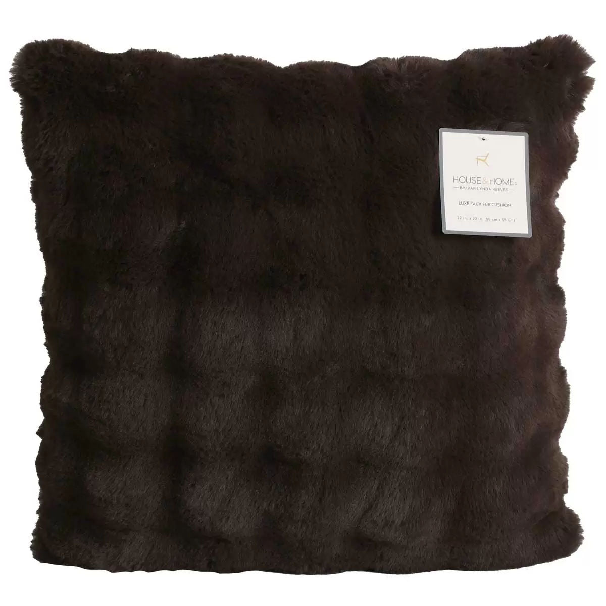 Luxe Faux Fur Cushion 55 x 55cm Dark Brown - Ultra-Soft, Easy Care, Elegant Design - SuperSaverAU - view 2
